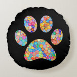 Coussins Ronds Empreinte de patte<br><div class="desc">Amusant design Empreinte de patte pour amoureux des animaux!</div>