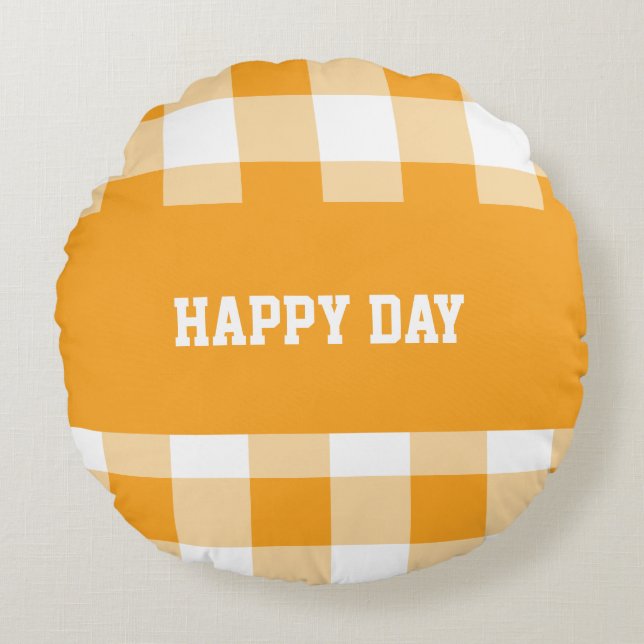 Coussins Ronds en vichy Motif Joyeux Jour Jouer Oreiller (Devant)