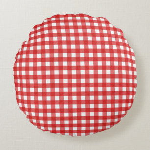 Coussins Ronds En vichy rouge