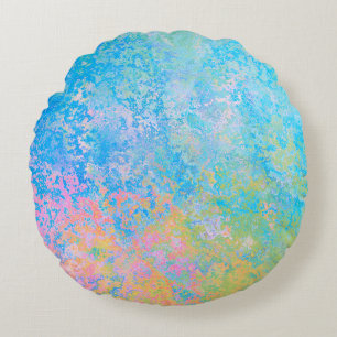 Coussins Ronds Encre d'alcool peinte Neon Pastel Sky Abstraite