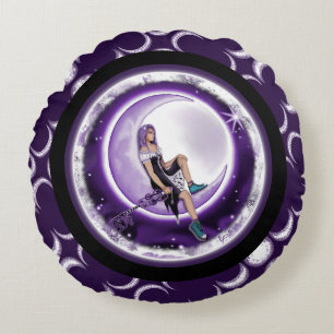 Coussins Ronds Enfant mauve lune