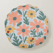 Coussins Ronds Enfants Cute Ladybug Polka dot Daisy Flower Motif (Dos)