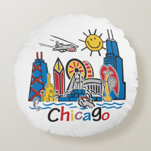 Coussins Ronds Enfants de Chicago Skyline