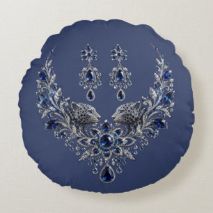 Coussins Ronds Ensemble de bijoux en cristal de tigre argent bleu