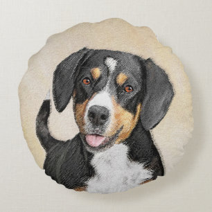 Coussins Ronds Entlebucher Mountain Dog Peinture - Art original