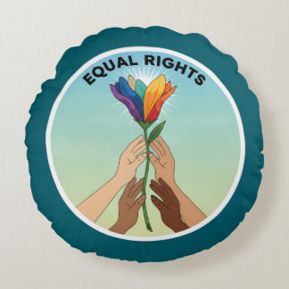 Coussins Ronds Equal Rights Rainbow Flower-Diverse and Unity