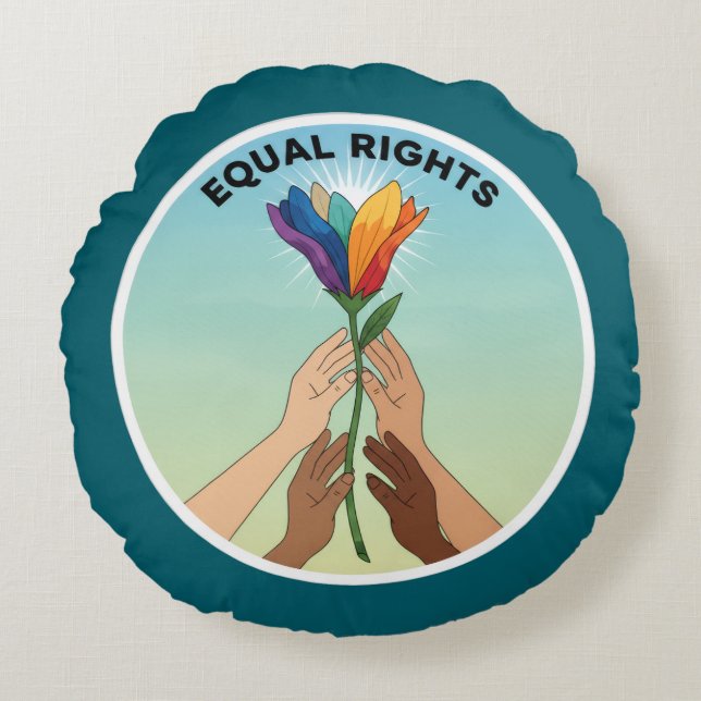 Coussins Ronds Equal Rights Rainbow Flower-Diverse and Unity (Devant)