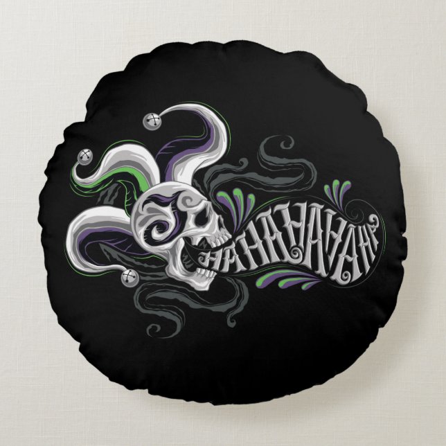Coussins Ronds Équipe de suicide | Joker Skull - Haha (Devant)