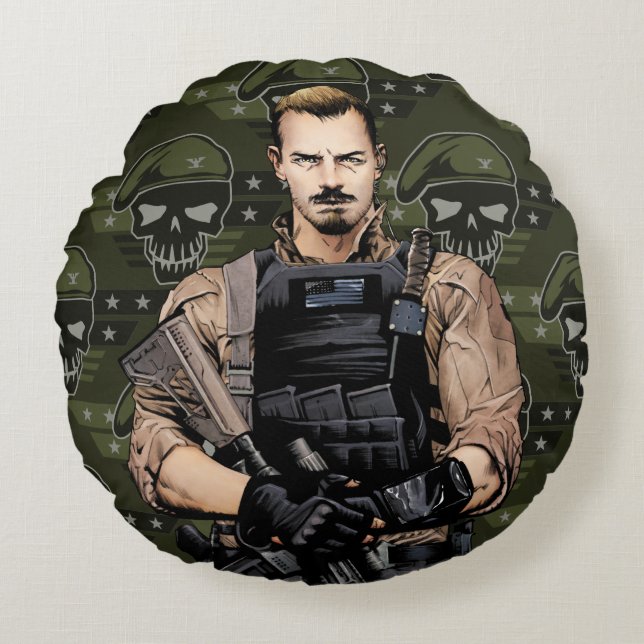 Coussins Ronds Équipe de suicide | Rick Drapeau Bande dessinée Ar (Devant)