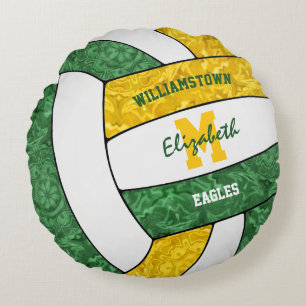 Coussins Ronds équipe de volley-ball de gymnastique en or vert