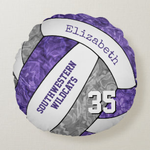 Coussins Ronds équipe de volley-ball des filles violette grise co