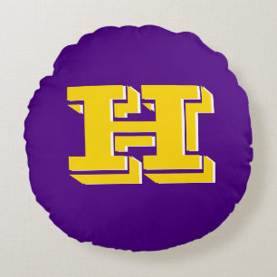 Coussins Ronds Équipe violet et or, fierté monogramme