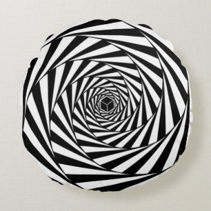 Coussins Ronds Escalier en spirale tourbillonnant noir et blanc a