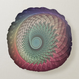 Coussins Ronds Escargot Abstrait coloré Art moderne fractal