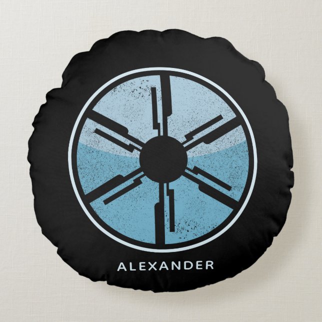 Coussins Ronds Espace Cosmique Décoré Blue Ombre SciFi Futurisme (Devant)