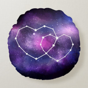Coussins Ronds Espace Galaxy Coeurs romantiques Star Constellatio