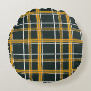 Coussins Ronds Esthétique carreaux or marine foncé