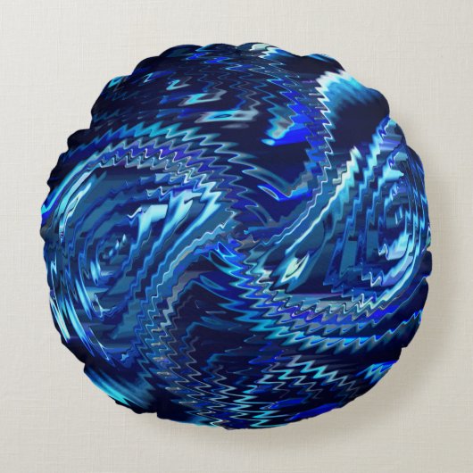 Coussins Ronds Estrela azul ondulada com trados em ziguezague (Devant)