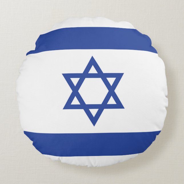 Coussins Ronds Etat d'Israël Drapeau, Étoile de David Juifs (Devant)