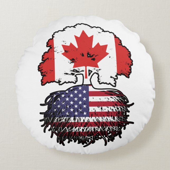 Coussins Ronds États-Unis Amérique Canada drapeau des racines de  (Devant)