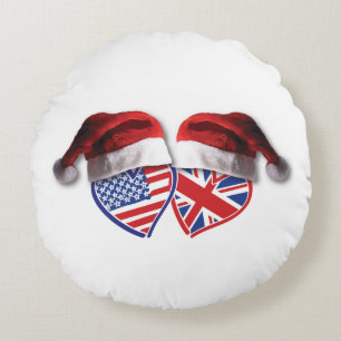 Coussins Ronds États-Unis-Royaume-Uni-Père Noël-Casquette