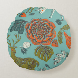 Coussins Ronds Eté Jardin Cerf Illustration transparente.