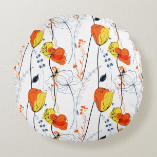 Coussins Ronds Été tropical Belles fleurs jaunes Design
