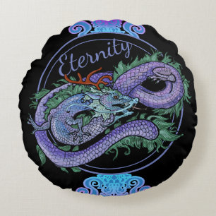 Coussins Ronds Eternité du dragon oriental