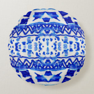 Coussins Ronds Ethnic Indigo Arrow Native Motifs
