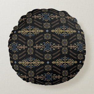 Coussins Ronds Ethnic Vintage : Motif sans couture tiré à la main