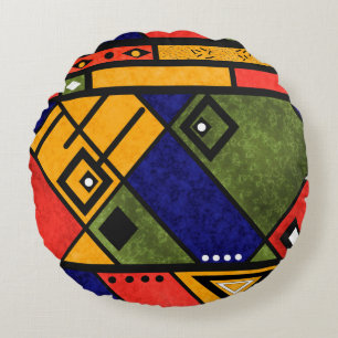 Coussins Ronds Ethno africain sans couture traditionnelle motif