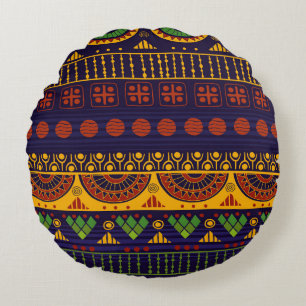 Coussins Ronds Ethno Tribal : Conception Motif transparente.