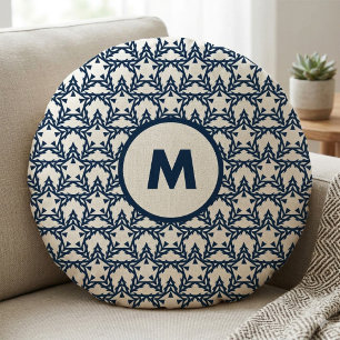 Coussins Ronds Étoile géométrique bleue moderne personnalisée
