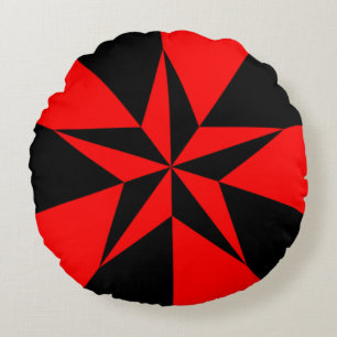 Coussins Ronds Étoile rouge et noire (Drapeau du socialisme liber