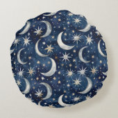 Coussins Ronds Étoiles Bleues Argent Or (Dos)