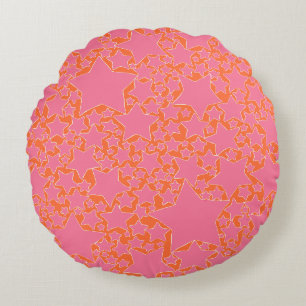Coussins Ronds Étoiles, Étoiles, Étoiles en rose et orange
