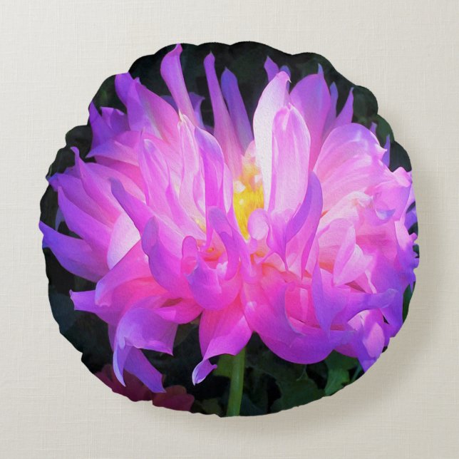 Coussins Ronds Étonnant Cactus rose et violet Dahlia (Devant)