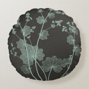 Coussins Ronds Étude de nature de menthe et de charbon de bois I