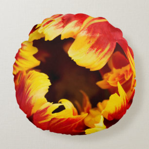 Coussins Ronds Europe, Pays-Bas, Lisse. Tulipe perroquet