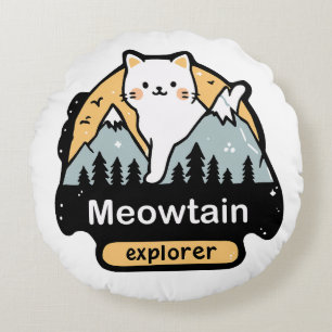 Coussins Ronds Explorateur de Meowtain – Conception d'aventure de