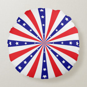Coussins Ronds Explosion de soleil patriotique