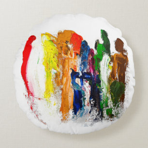 Coussins Ronds Expression Abstraite des figures humaines en mouve