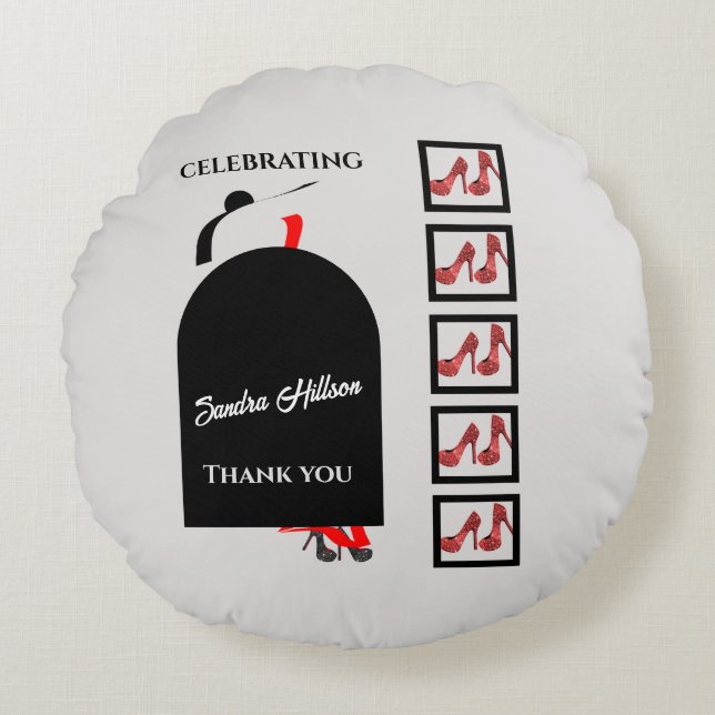 Coussins Ronds Fab Silhouette Chaussures Glam Rouge Noir Annivers (Devant)
