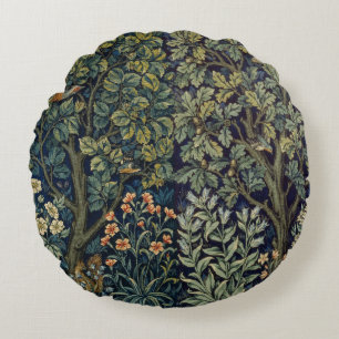 Coussins Ronds Faisan d'arbre boisé William Morris