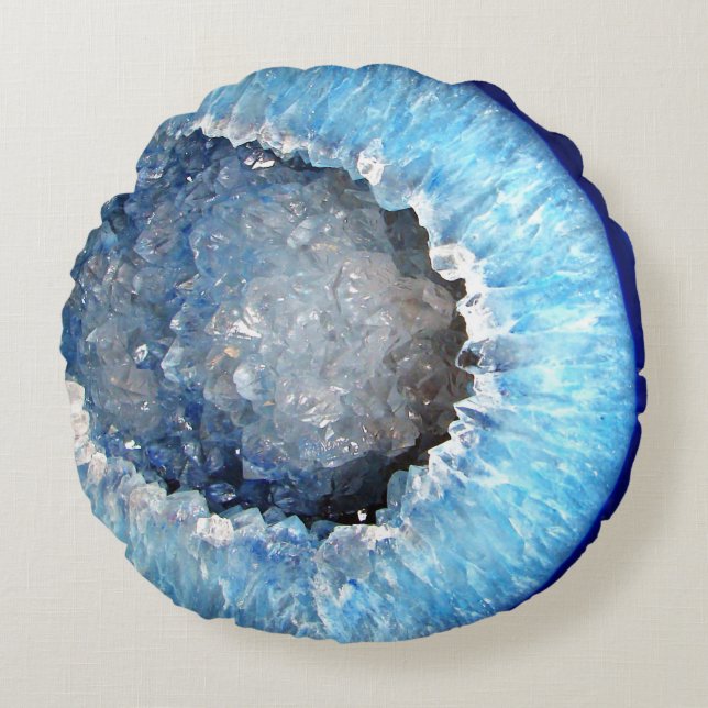 Coussins Ronds Falln Geode en cristal bleu (Devant)