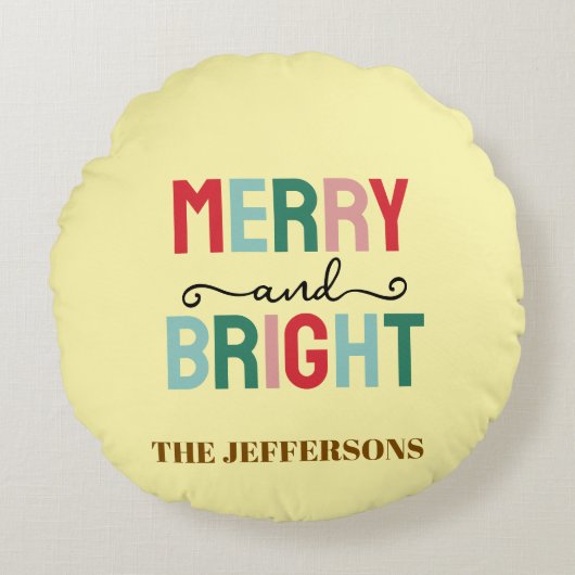 Coussins Ronds Famille Bonne Année Joyeux Noël (Devant)