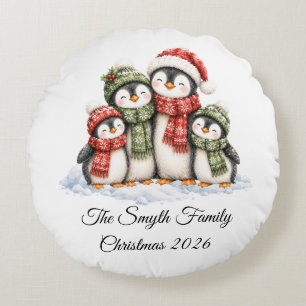 Coussins Ronds Famille de manchots mignons de 4 personnes pour un