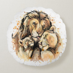 Coussins Ronds Famille Lion