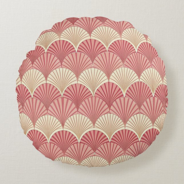 Coussins Ronds Fans Pink Mid-Century (Devant)