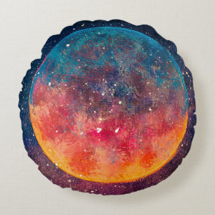 Coussins Ronds Fantastique peinture à l'huile belle grande planèt